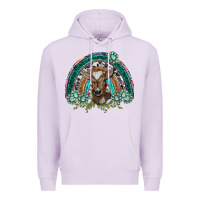 Lilac turquoise gemstones brown baby cow  rainbow Premium Hoodie - BarkalooDesign