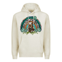 Oatmeal Heather turquoise gemstones brown baby cow  rainbow Premium Hoodie - BarkalooDesign