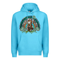 Ocean Blue turquoise gemstones brown baby cow  rainbow Premium Hoodie - BarkalooDesign
