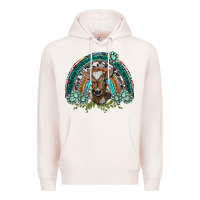 Pale Pink turquoise gemstones brown baby cow  rainbow Premium Hoodie - BarkalooDesign