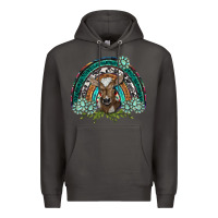Smoke turquoise gemstones brown baby cow  rainbow Premium Hoodie - BarkalooDesign