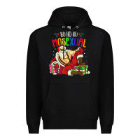 Black mens ho ho ho mosexual Premium Hoodie - DesigneFamous