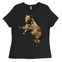Black Brown Bear Cub Ladies Tee - LillyAllenDesigns