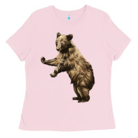 Bubblegum Pink Brown Bear Cub Ladies Tee - LillyAllenDesigns
