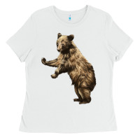 White Brown Bear Cub Ladies Tee - LillyAllenDesigns