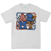 Dove Grey Army Veteran leopard frame 4th of July Premium Tee - LillyAllenDesigns