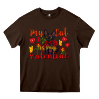 Chocolate Brown my cat is my valentine valentine's day Heavy Core Tee - FaDigitalArtStudio