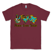 Burgundy Peace Love Texas Classic Tee - Jasminsmagicworld