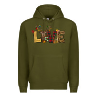 Army Green christmas reindeer love Premium Hoodie - RanaPortraitStore