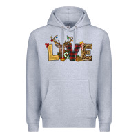 Heather Grey christmas reindeer love Premium Hoodie - RanaPortraitStore