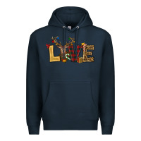 Navy christmas reindeer love Premium Hoodie - RanaPortraitStore