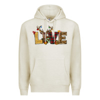 Oatmeal Heather christmas reindeer love Premium Hoodie - RanaPortraitStore