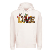 Pale Pink christmas reindeer love Premium Hoodie - RanaPortraitStore