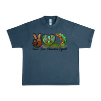 Midnight Navy Peace Love Chameleon Lizard Urban Heavy Tee - LillyAllenDesigns