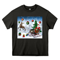Asphalt christmas santa deer and presents Heavy Core Tee - BundleAndBundleShop
