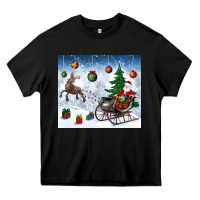 Black christmas santa deer and presents Heavy Core Tee - BundleAndBundleShop