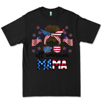 Black All American Mama Messy Buny Premium Tee - CowhideDigitalArt