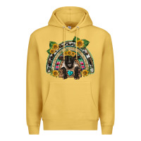 Antique Gold suffolk ewe front sunflowers rainbow Premium Hoodie - BarkalooDesign