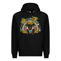 Black suffolk ewe front sunflowers rainbow Premium Hoodie - BarkalooDesign