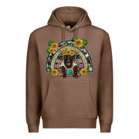 Chestnut suffolk ewe front sunflowers rainbow Premium Hoodie - BarkalooDesign
