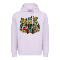 Lilac suffolk ewe front sunflowers rainbow Premium Hoodie - BarkalooDesign