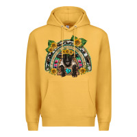 Mustard suffolk ewe front sunflowers rainbow Premium Hoodie - BarkalooDesign