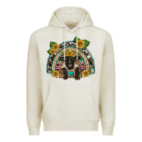 Oatmeal Heather suffolk ewe front sunflowers rainbow Premium Hoodie - BarkalooDesign