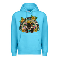 Ocean Blue suffolk ewe front sunflowers rainbow Premium Hoodie - BarkalooDesign