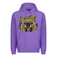 Purple suffolk ewe front sunflowers rainbow Premium Hoodie - BarkalooDesign