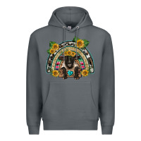 Rock suffolk ewe front sunflowers rainbow Premium Hoodie - BarkalooDesign