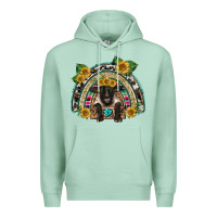 Seafoam suffolk ewe front sunflowers rainbow Premium Hoodie - BarkalooDesign