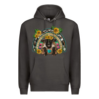 Smoke suffolk ewe front sunflowers rainbow Premium Hoodie - BarkalooDesign