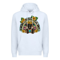 White suffolk ewe front sunflowers rainbow Premium Hoodie - BarkalooDesign
