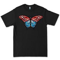 Black Patriotic American Flag Butterfly 4th of July Premium Tee - LillyAllenDesigns