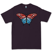 Plum Patriotic American Flag Butterfly 4th of July Premium Tee - LillyAllenDesigns