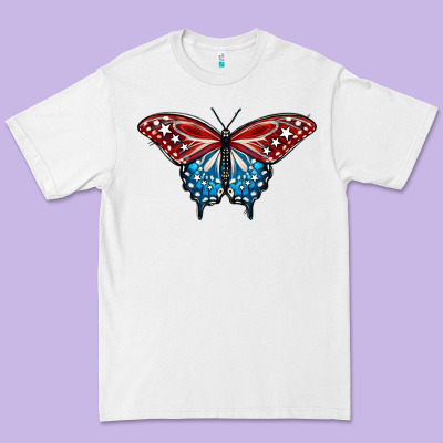 Patriotic American Flag Butterfly 4th Of July Premium Tee Designed By Lillyallendesigns