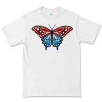 White Patriotic American Flag Butterfly 4th of July Premium Tee - LillyAllenDesigns