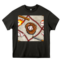 Asphalt baseball glove and bat seamless pattern Heavy Core Tee - BundleAndBundleShop