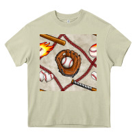 Mossy baseball glove and bat seamless pattern Heavy Core Tee - BundleAndBundleShop