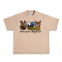 Burro Peace Love Bengal Cat Head Urban Heavy Tee - LillyAllenDesigns