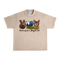 French Oak Peace Love Bengal Cat Head Urban Heavy Tee - LillyAllenDesigns