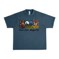 Midnight Navy Peace Love Bengal Cat Head Urban Heavy Tee - LillyAllenDesigns