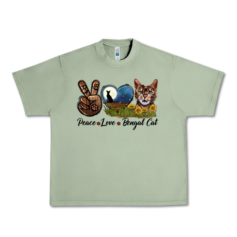 Peace Love Bengal Cat Head Urban Heavy Tee by LillyAllenDesigns | Teevron