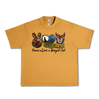 Peanut Butter Peace Love Bengal Cat Head Urban Heavy Tee - LillyAllenDesigns