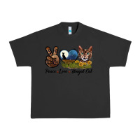 Pigment Black Peace Love Bengal Cat Head Urban Heavy Tee - LillyAllenDesigns