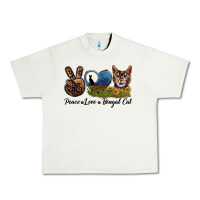 Pistachio Peace Love Bengal Cat Head Urban Heavy Tee - LillyAllenDesigns