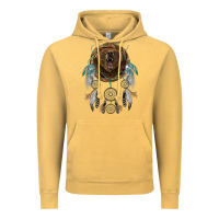 Vintage Mustard bear  native dreamcatcher Vintage Hoodie - BarkalooDesign