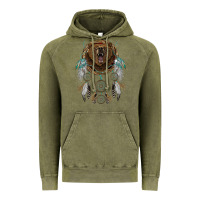 Vintage Olive bear  native dreamcatcher Vintage Hoodie - BarkalooDesign