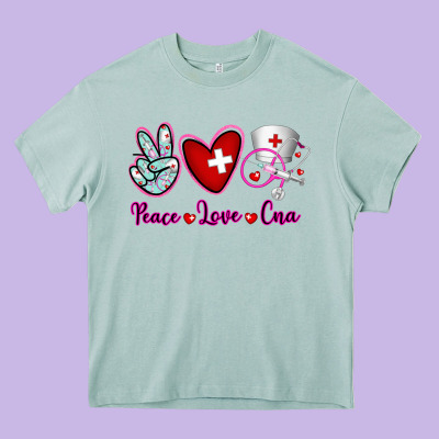 Peace Love Cna Heavy Core Tee Designed By Ranaportraitstore