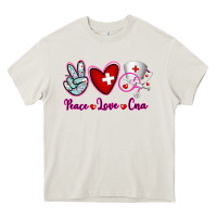 Cream Peace Love Cna Heavy Core Tee - RanaPortraitStore